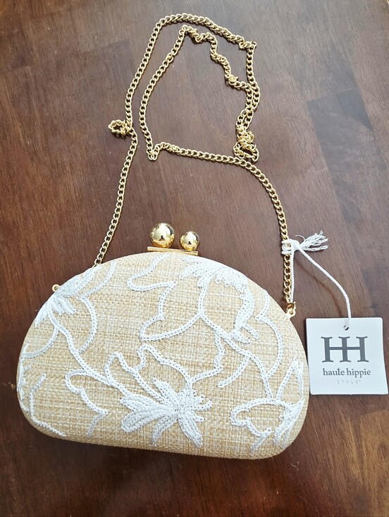 Haute Hippie Handbags - Haute Hippie Cream Straw Clutch